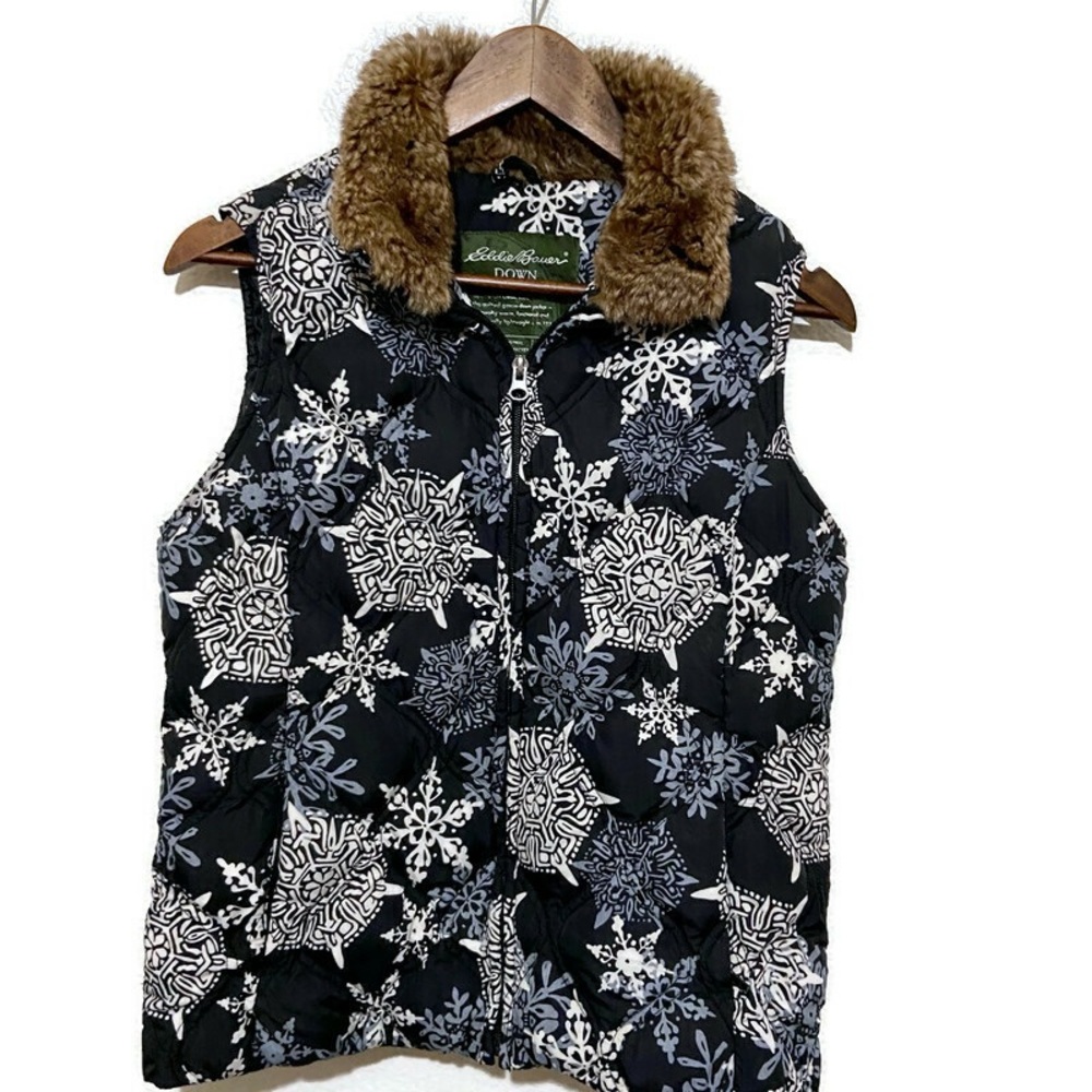 Eddie Bauer Goose Down Vest small quilted blue